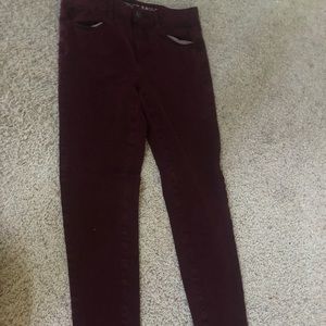 American Eagle Maroon Denim Skinny Jeans